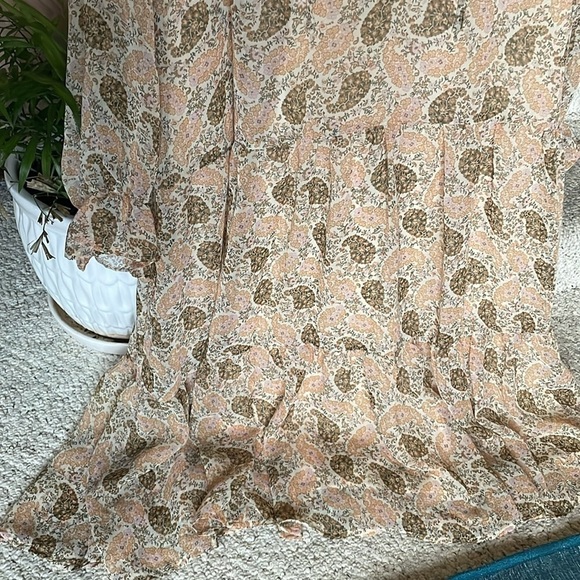 Hayden Ruffle Neck Boho Paisley Sheer Dress - Picture 4 of 11